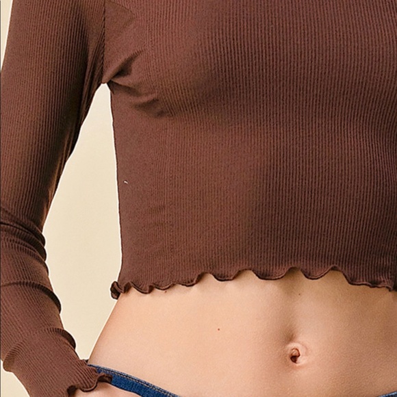🆕Deep choco lettuce trim crop top - Picture 6 of 6